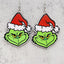 Cartoon Christmas Hat Monster Wood Drop Earrings