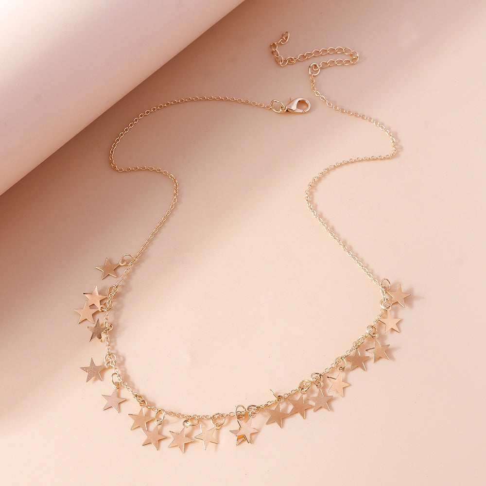 Elegant Star Alloy Pendant Necklace - Fashionable Minimalist Design