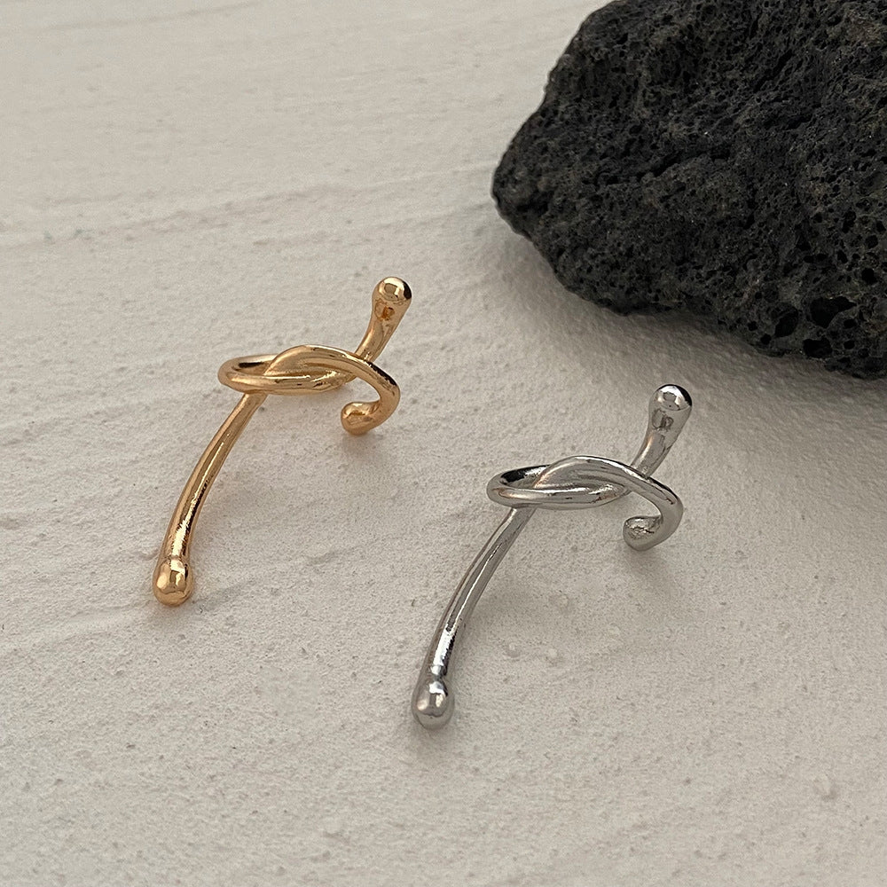 Nordic Style Knot 14k Gold Plated Ear Cuff Clips - Minimalist Design