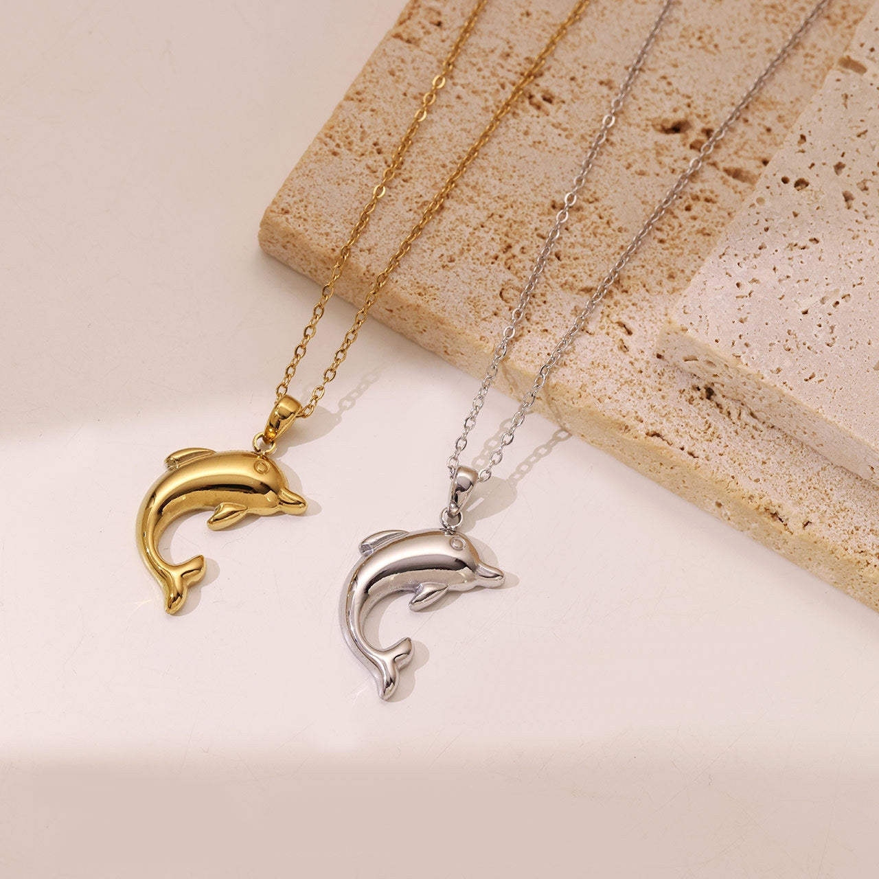 Retro Dolphin Stainless Steel Pendant Necklace - Minimalist Artistic Design