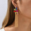 Retro Colorful Acrylic Flower Tassel Drop Earrings for Women