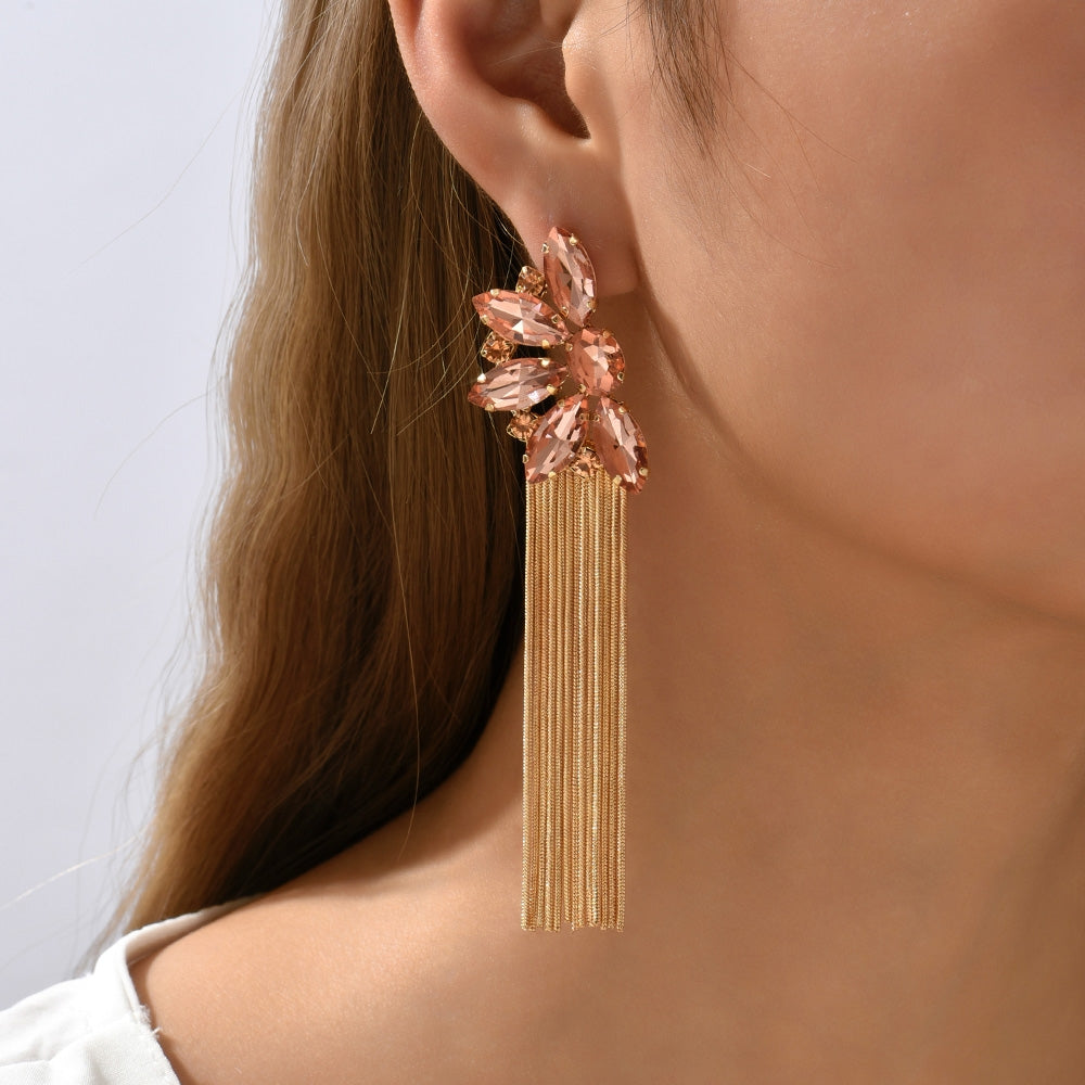 Retro Colorful Acrylic Flower Tassel Drop Earrings for Women