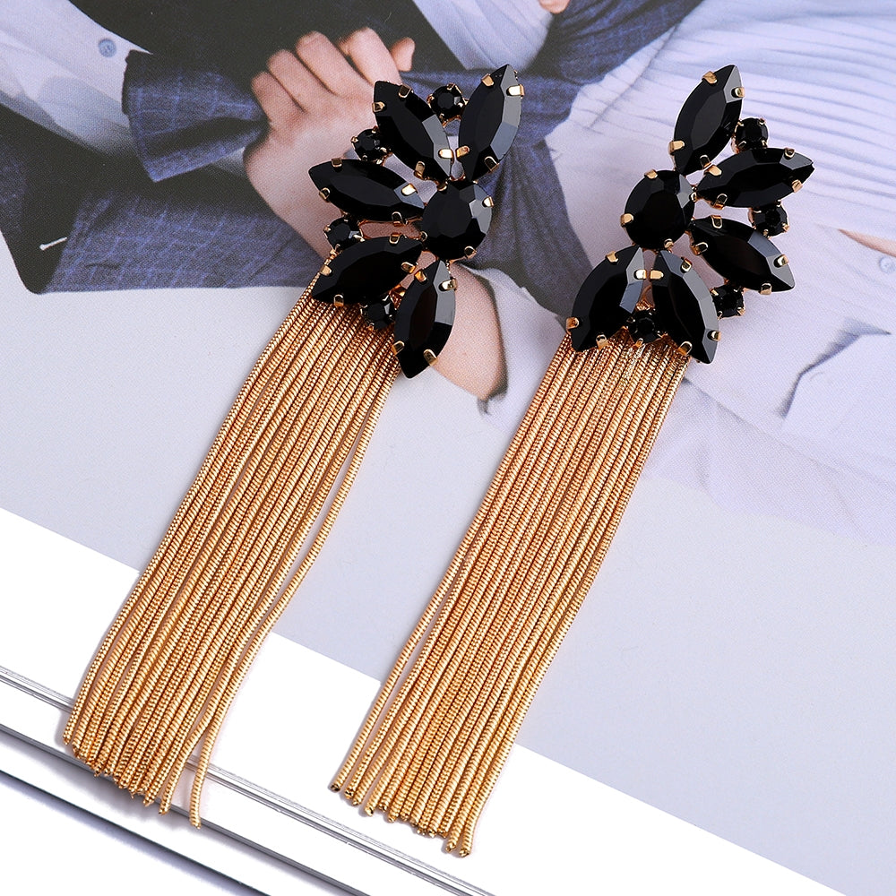 Retro Colorful Acrylic Flower Tassel Drop Earrings for Women