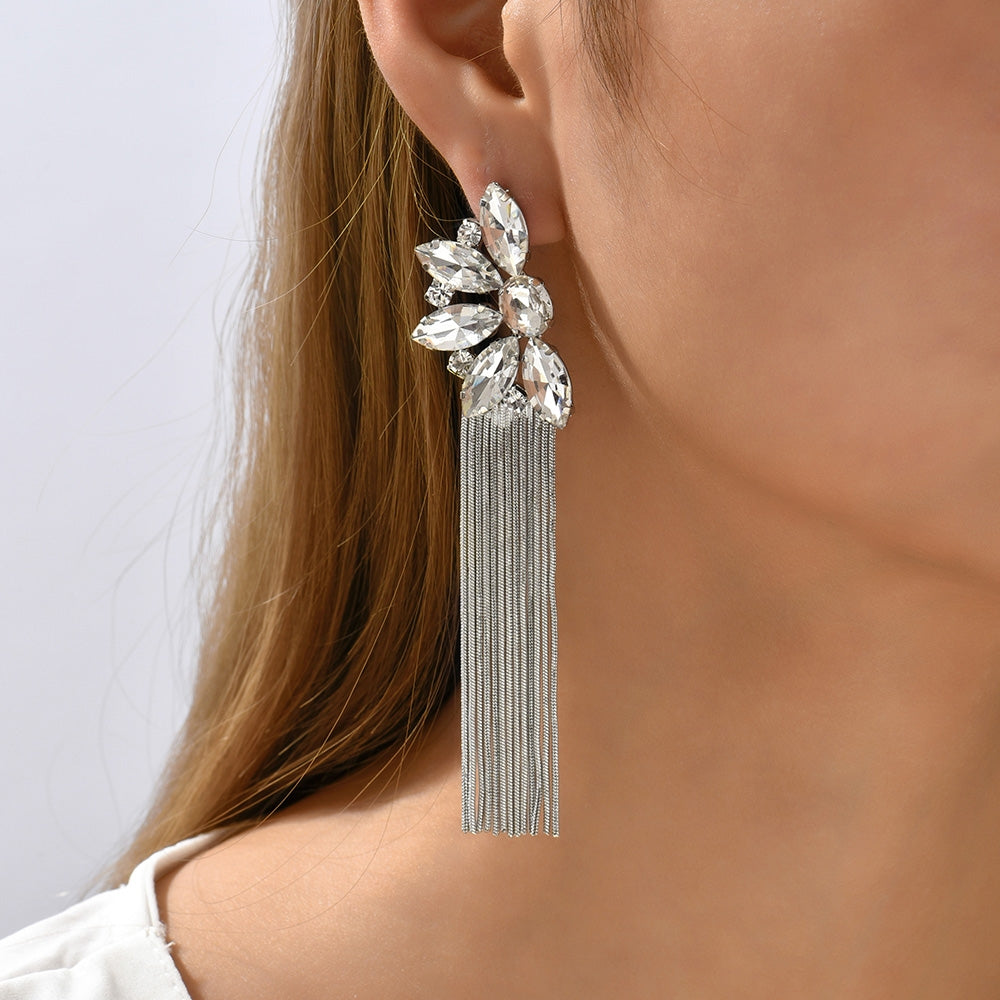 Retro Colorful Acrylic Flower Tassel Drop Earrings for Women