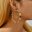 Retro Semicircle Zinc Alloy Hollow Out Studs & Colorful Glass Rhinestone Hoop Earrings