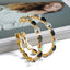 Retro Semicircle Zinc Alloy Hollow Out Studs & Colorful Glass Rhinestone Hoop Earrings