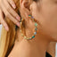 Retro Semicircle Zinc Alloy Hollow Out Studs & Colorful Glass Rhinestone Hoop Earrings