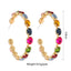 Retro Semicircle Zinc Alloy Hollow Out Studs & Colorful Glass Rhinestone Hoop Earrings