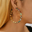 Retro Semicircle Zinc Alloy Hollow Out Studs & Colorful Glass Rhinestone Hoop Earrings