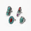 Vintage Turquoise Gemstone Carved Ring Set - 4 Piece Fashion Jewelry