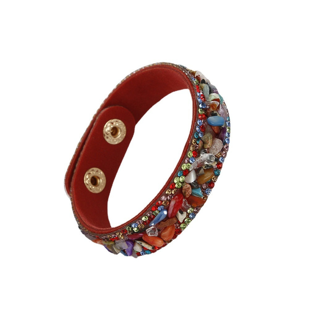 Vintage Multicolor Crushed Stone Inlaid Gemstone Bracelet