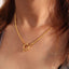 Retro Geometric Titanium Steel Pendant Necklace with 18k Gold Plated Blade Chain