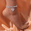 Heart Shape Rhinestone Pendant Anklet - Fashion Beach Jewelry