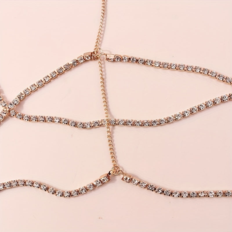 Elegant Rhinestone Multi-Layer Alloy Leg Chain Body Jewelry