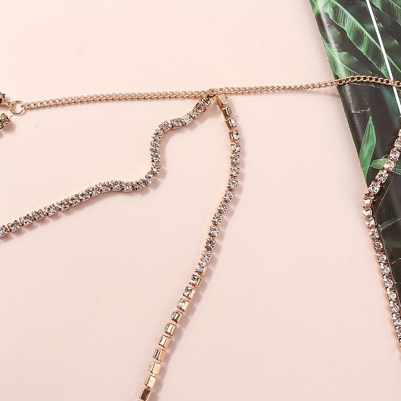 Elegant Rhinestone Multi-Layer Alloy Leg Chain Body Jewelry