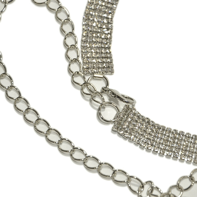 Elegant Rhinestone Inlay Metal Waist Chain for Women