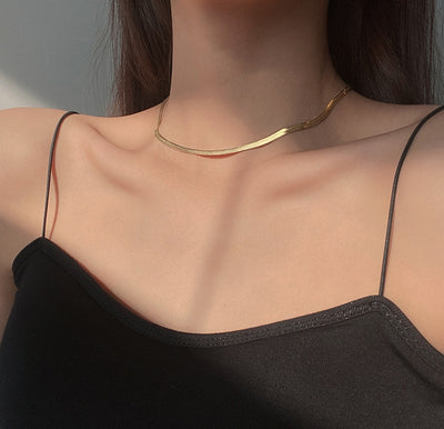 Simple Snake Bone Chain Necklace - Fashion Alloy Choker Collarbone Chain