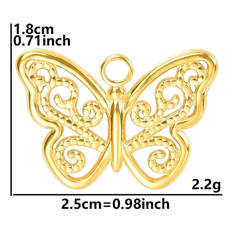 Wholesale Simple Classic Butterfly 304 Stainless Steel Pendant Necklace with 18k Gold Plating