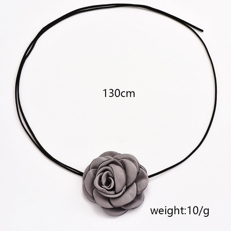 Elegant Floral Fabric Choker Necklace for Women