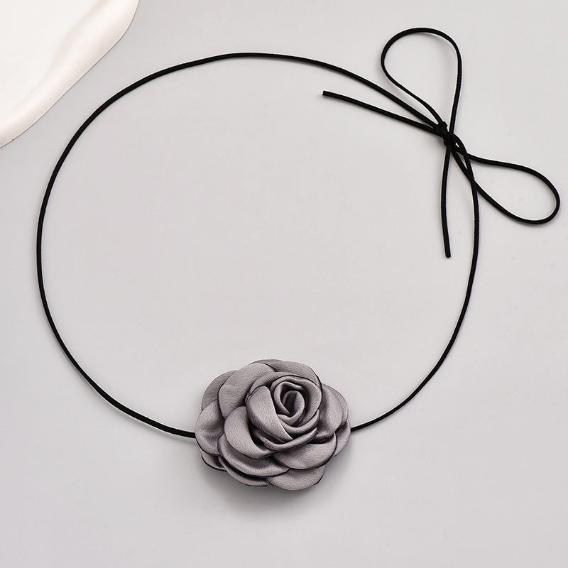 Elegant Floral Fabric Choker Necklace for Women