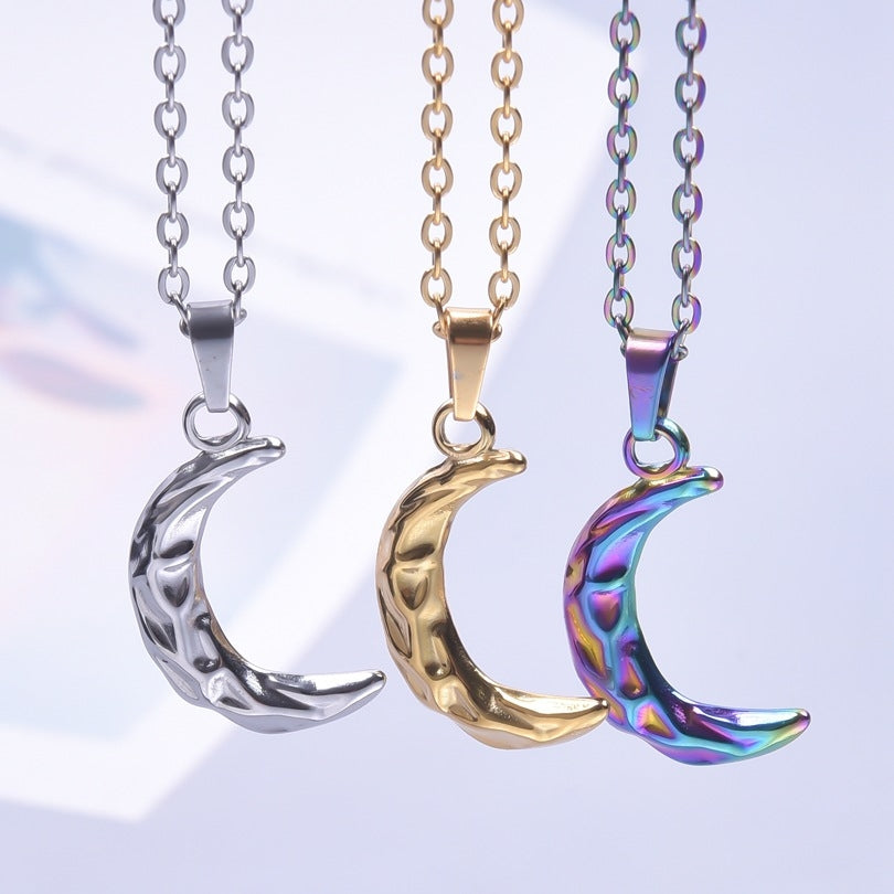 Minimalist Moon Pendant Necklace - 18K Gold Plated Stainless Steel