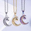 Simple Moon and Star 18K Gold Plated Stainless Steel Pendant Necklace