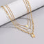 Layered Geometric Star and Circle Pendant Necklace in Gold Plated Zinc Alloy