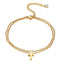 Stainless Steel Zircon Cross Double Layer Anklet - Gold Plated Fashion Jewelry