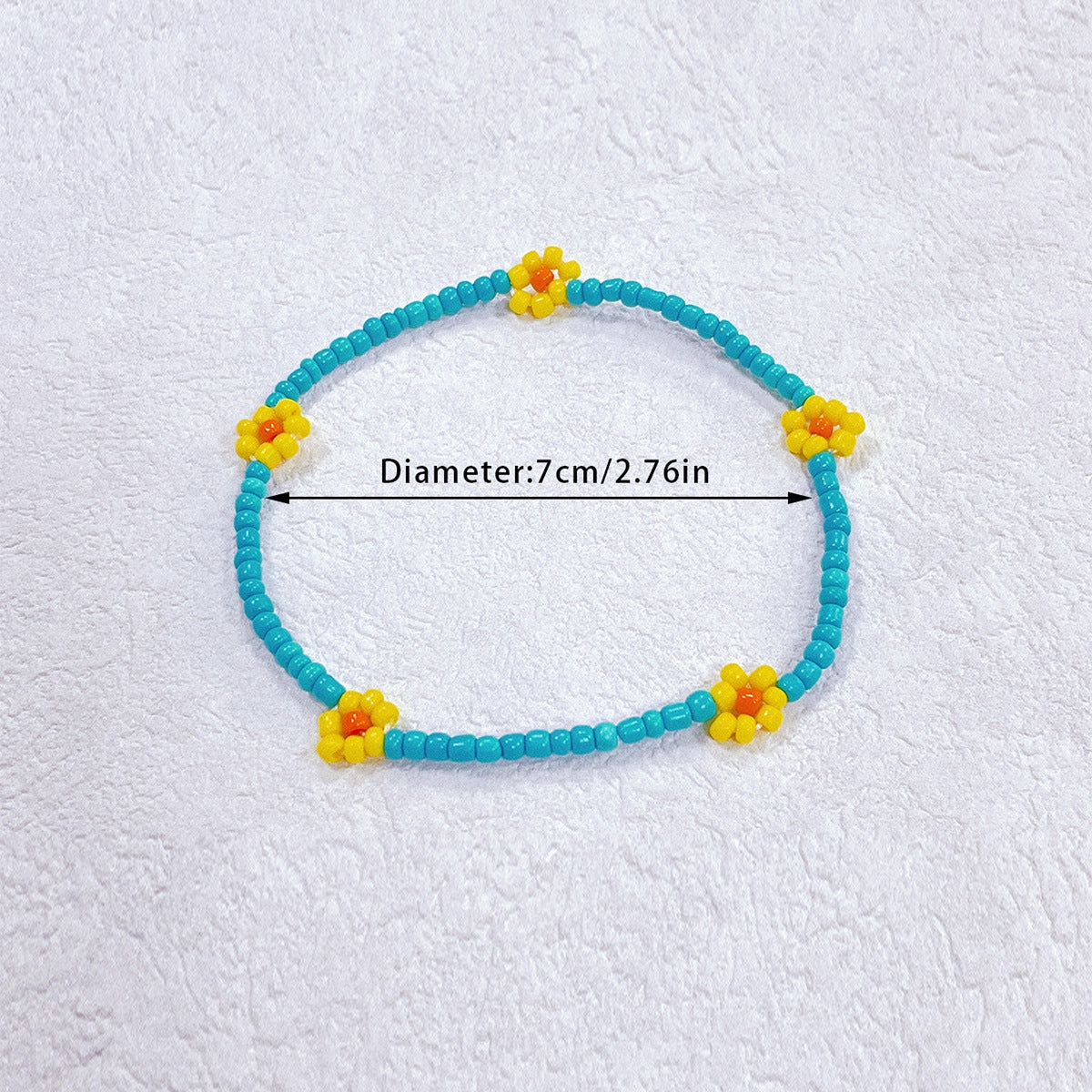 Bohemian Daisy Flower Seed Bead Anklet Bracelet