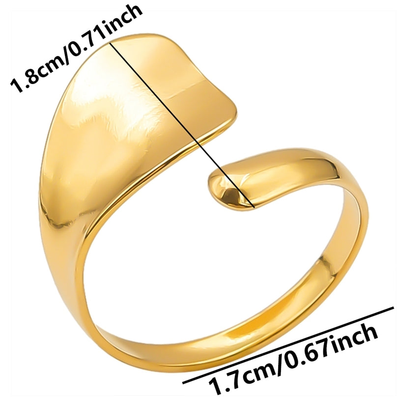 Minimalist Geometric 18K Gold Plated Adjustable Stainless Steel Open Ring