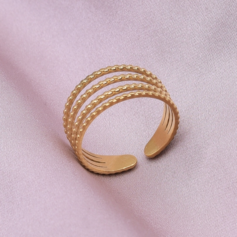 Minimalist Geometric 18K Gold Plated Adjustable Stainless Steel Open Ring