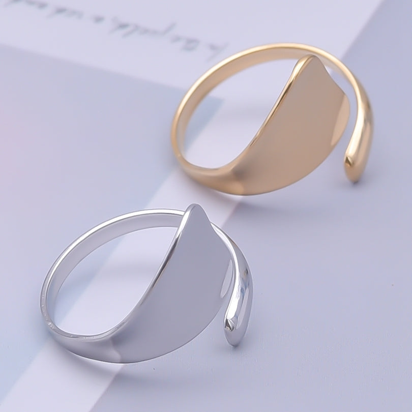 Minimalist Geometric 18K Gold Plated Adjustable Stainless Steel Open Ring