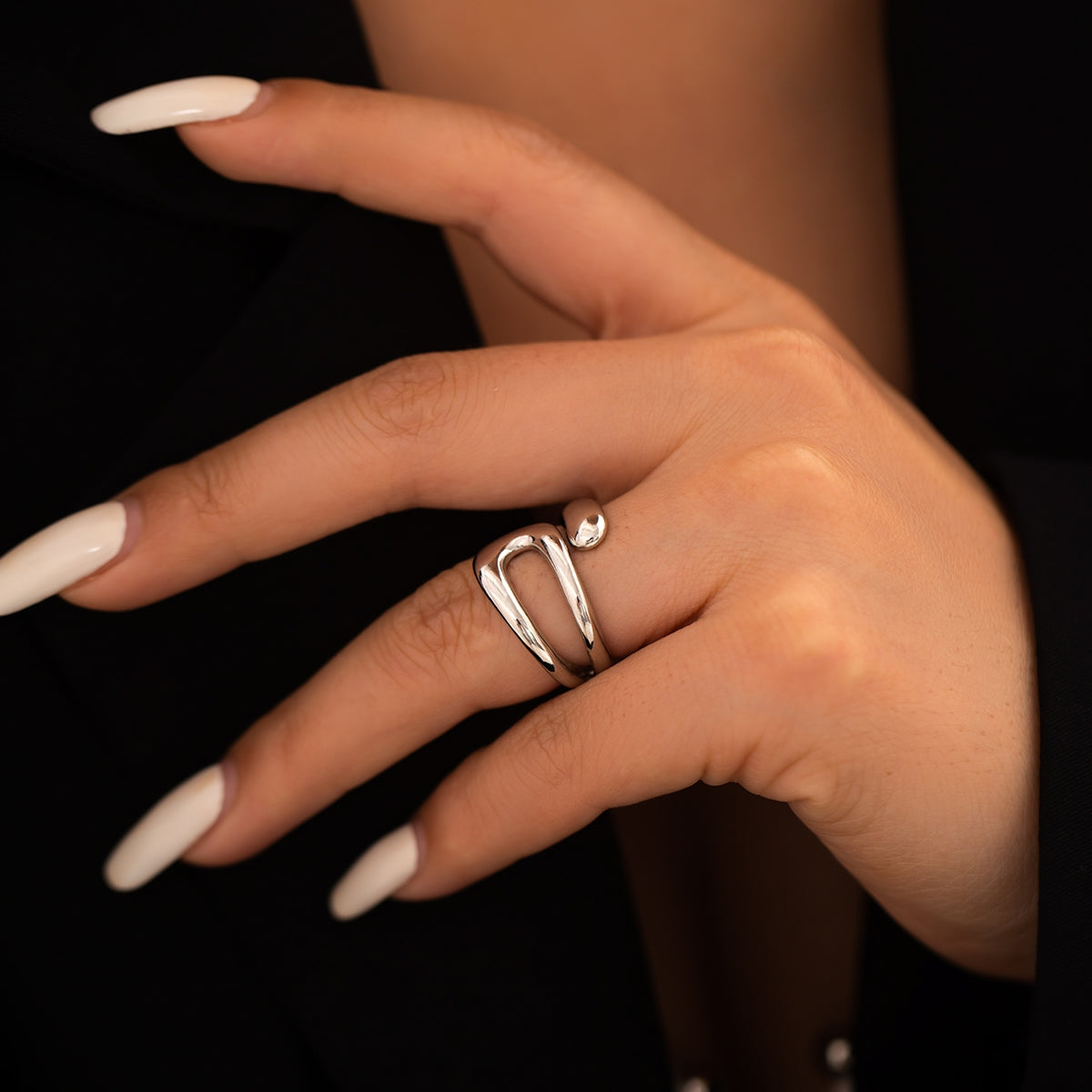 Simple Geometric Alloy Open Rings for Women