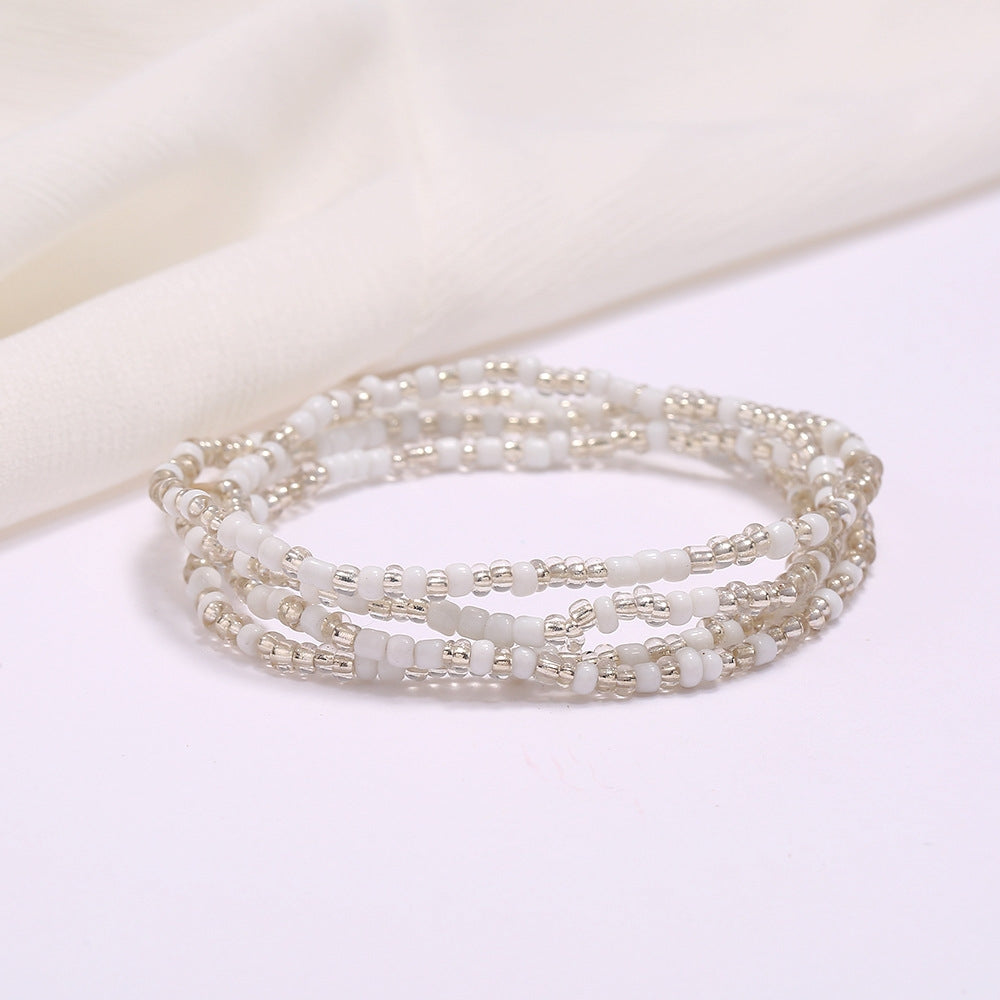 Wholesale Multi-Layer Geometric Seed Bead Plated Waist Chain