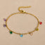 Geometric Stainless Steel Zircon Gold Plated Rainbow Anklet Necklace