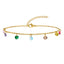 Geometric Stainless Steel Zircon Gold Plated Rainbow Anklet Necklace