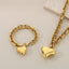 Heart Shape 18K Gold Plated Stainless Steel Bracelet and Necklace Set