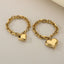 Heart Shape 18K Gold Plated Stainless Steel Bracelet and Necklace Set