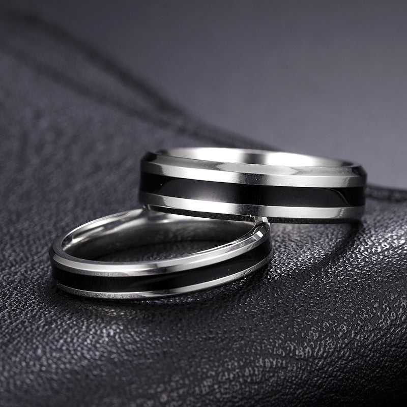 Stainless Steel Letter Design Couple Rings - Minimalist Jewelry Collection