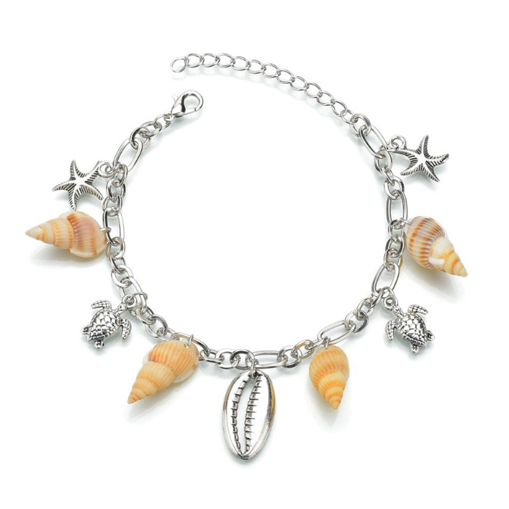 Simple Style Shell and Dolphin Tail Pendant Anklet