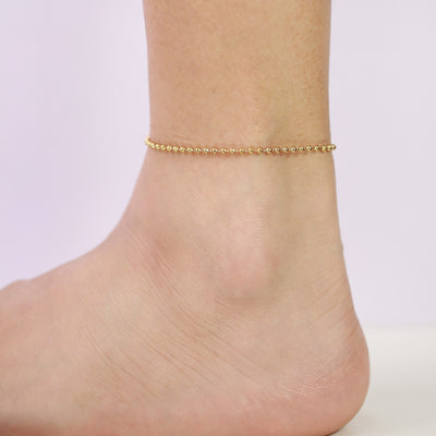 Simple Style Gold Plated Stainless Steel Beaded Anklet for Women