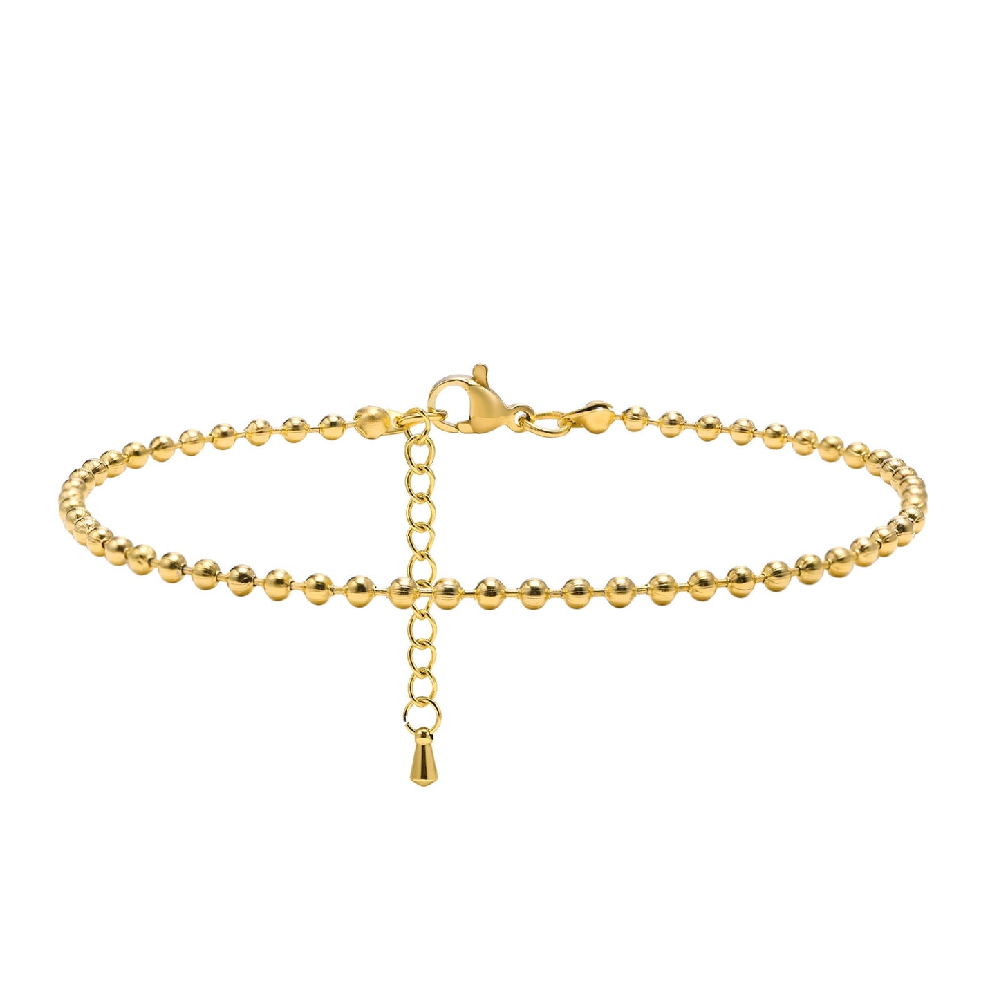 Simple Style Gold Plated Stainless Steel Beaded Anklet for Women