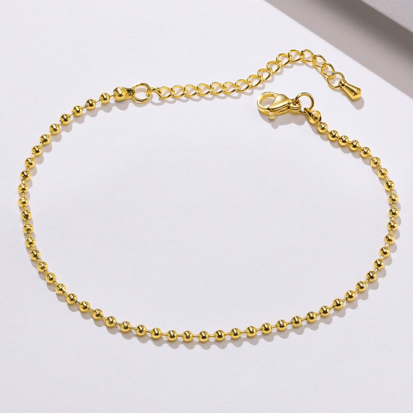 Simple Style Gold Plated Stainless Steel Beaded Anklet for Women