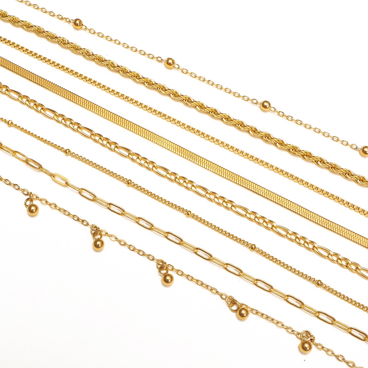 Minimalist 18k Gold Plated Stainless Steel Figaro Box Chain Anklet