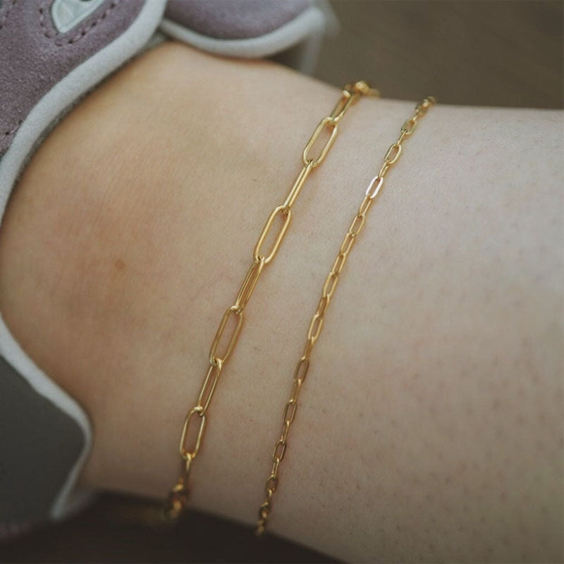 Minimalist 18k Gold Plated Stainless Steel Figaro Box Chain Anklet