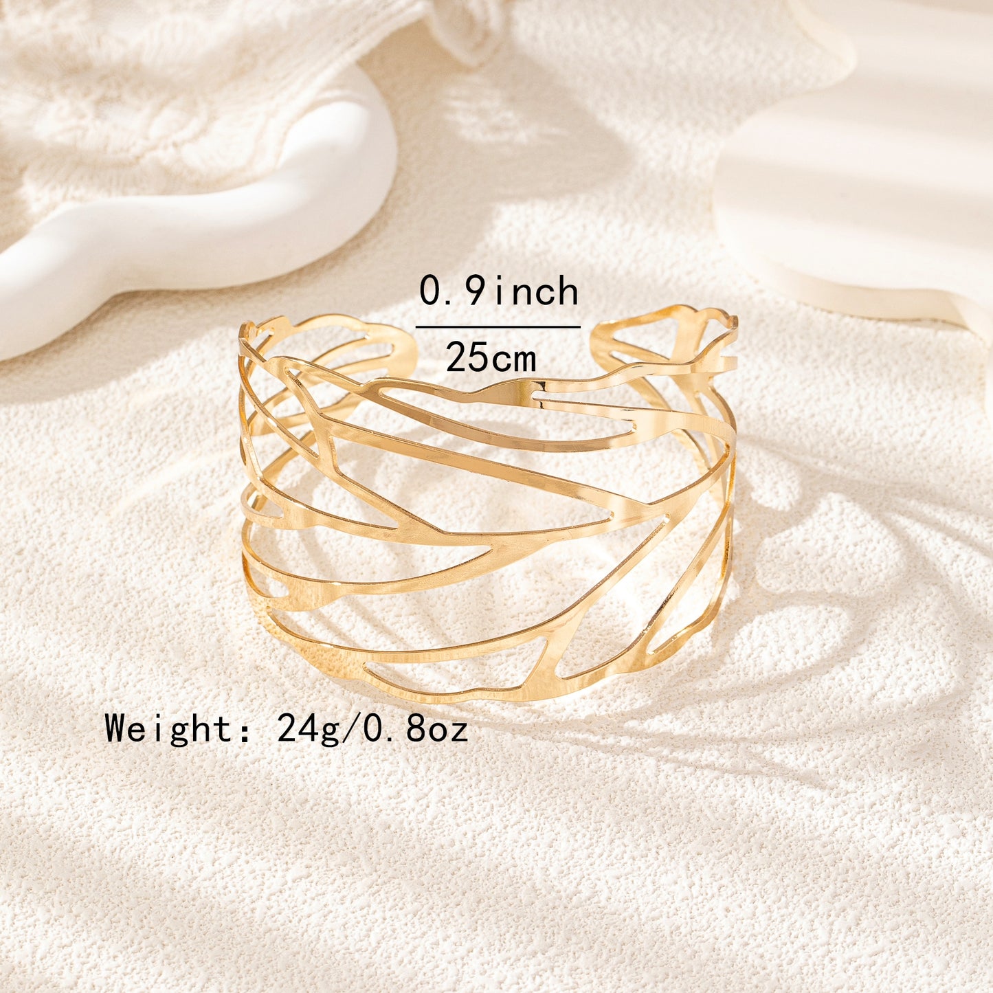 Simple Style Hollow Leaf Alloy Arm Bracelet for Summer Beach Fashion