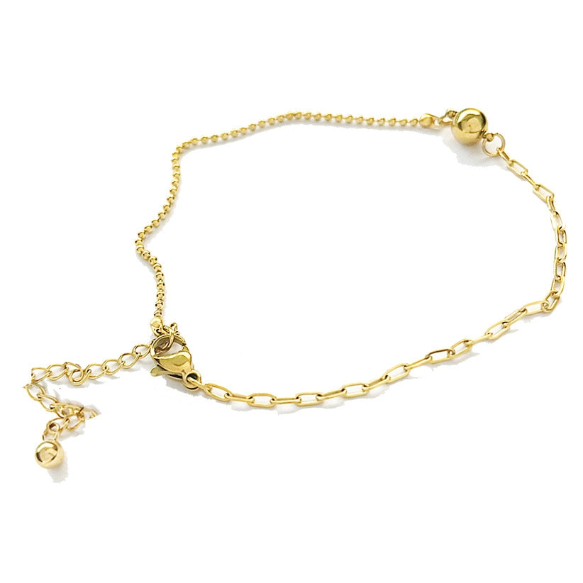 Simple Style Solid Color Titanium Steel Anklet with 18k Gold Bead Chain - Women's Luxury 2023 Edition