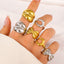 18K Gold Plated Titanium Steel Adjustable Open Ring for Women