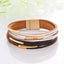 Geometric PU Leather Bangle with Copper Pipe and Magnetic Clasp