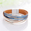 Geometric PU Leather Bangle with Copper Pipe and Magnetic Clasp